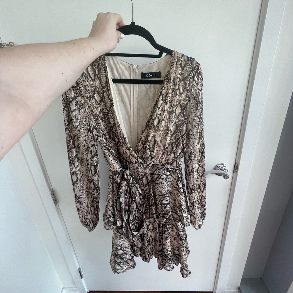 DO + BE animal print dress. Long sleeve